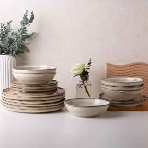 AmorArc Ceramic Dinnerware Sets for 4, 12Pcs Plates and Bowls Sets Dishes
