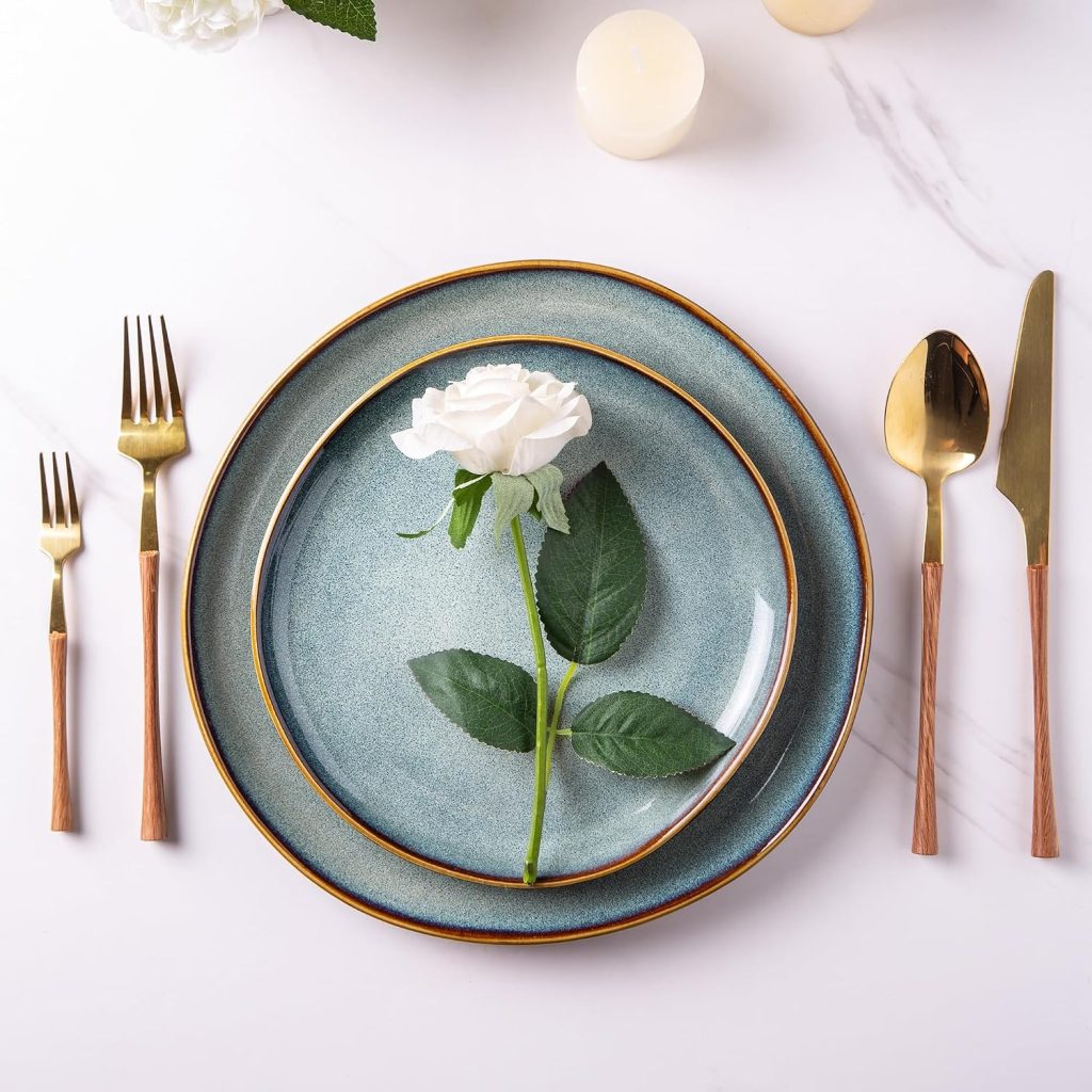 AmorArc Ceramic Dinnerware Sets for 4, 12Pcs Plates and Bowls Sets Dishes