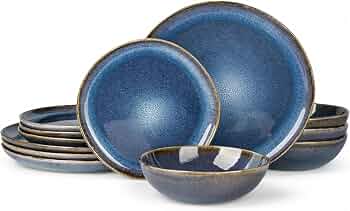 AmorArc Ceramic Dinnerware Sets for 4, 12Pcs Plates and Bowls Sets Dishes