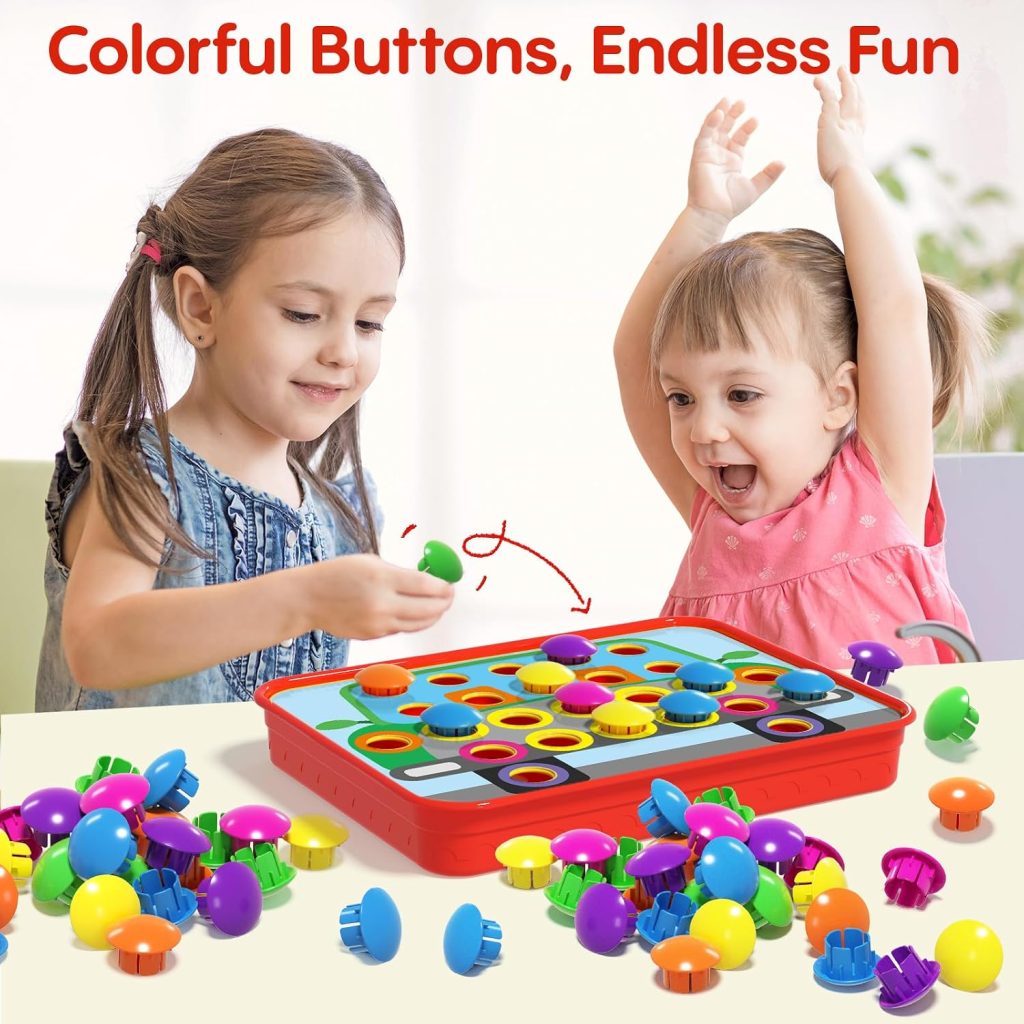 AMOSTING Button Art Toy, Color Matching Pegboard for Kids Ages 2 3