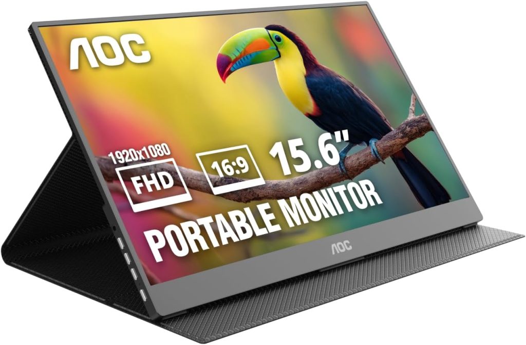 AOC 16″ Portable Monitor FHD 60Hz USB-C IPS Ultra Slim Smart Cover 16T20