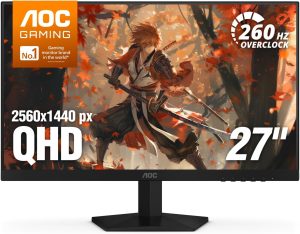 AOC 27″ Gaming Monitor QHD 260Hz Overclocked IPS NVIDIA G-SYNC Q27G41ZE