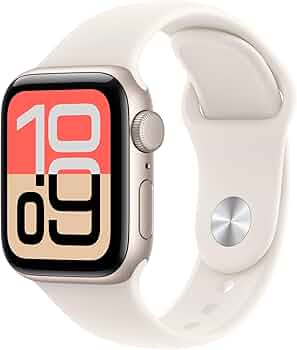 Apple Watch SE 3 (GPS 40mm) Smartwatch with Starlight Aluminum Case with Starlight Sport Band – S/M. Fitness and Sleep Trackers, Heart Rate Monitor, Always-On Display, Water Resistant