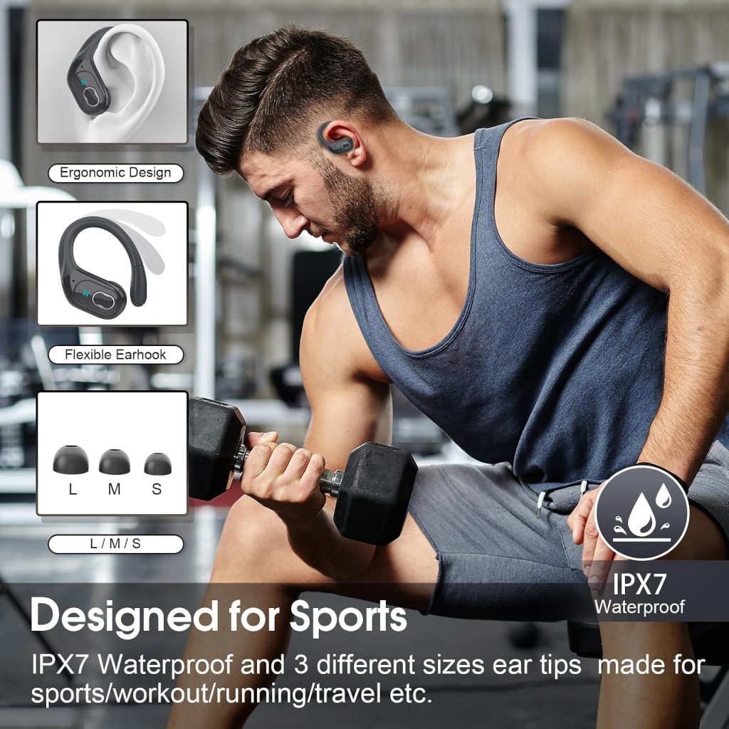 Aptkdoe Wireless Earbuds 75H Bluetooth 5.4 Sport Headphones with Earhooks