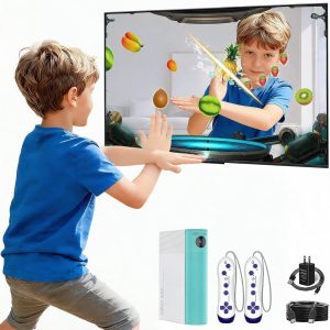 AR Motion Gaming Console for Kids: Plug & Play Active TV Video Game (Cyan)