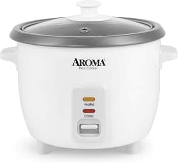 AROMA® Rice Cooker, 3-Cup (Uncooked) / 6-Cup (Cooked), Small Rice Cooker, Oatmeal Cooker, Soup Maker, Auto Keep Warm, 1.5 Qt, White, ARC-363NG