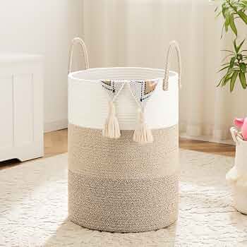 Artfeel Laundry Basket,Cotton Rope Woven Clothes Hamper for Nursery,60L
