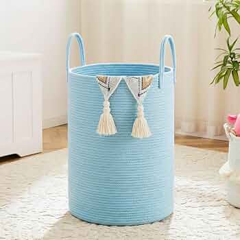 Artfeel Laundry Basket,Cotton Rope Woven Clothes Hamper for Nursery,60L