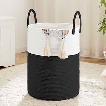 Artfeel Laundry Basket,Cotton Rope Woven Clothes Hamper for Nursery,60L