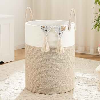 Artfeel Laundry Basket,Cotton Rope Woven Clothes Hamper for Nursery,60L