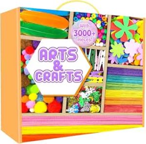 Arts and Crafts Supplies for Kids – 3000Pcs Craft Kit with Pipe Cleaners Crafts for Kids All in Art Crafting Box DIY School Supplies Materials Set Toys Gifts for Girls Boys Age 4 5 6 7 8 9 10 11 & 12