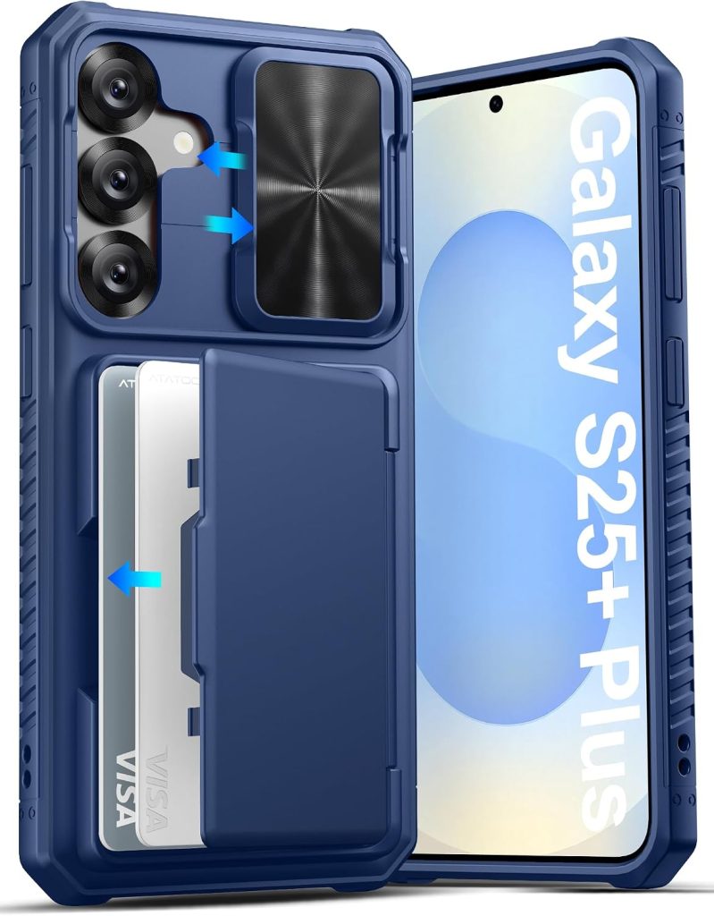 ATATOO for Samsung Galaxy S25+ Plus Case Wallet Card Holder (4 Cards), Blue