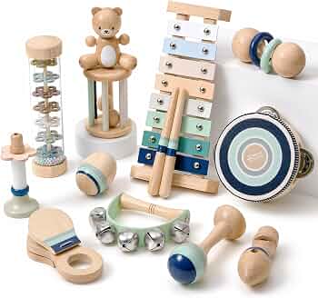 Atoylink Baby Musical Instruments Montessori Wooden Toys for Toddlers