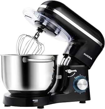 Aucma Stand Mixer,6.5-QT 660W 6-Speed Tilt-Head Food Mixer, Kitchen Electric Mixer with Dough Hook, Wire Whip & Beater (Black, 6.5QT)