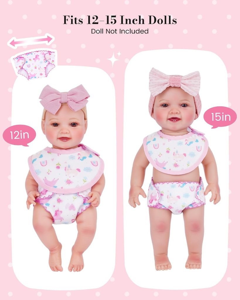 BABESIDE Baby Doll Accessories, 10 Pcs Doll Diaper Bag with Magic Bottles