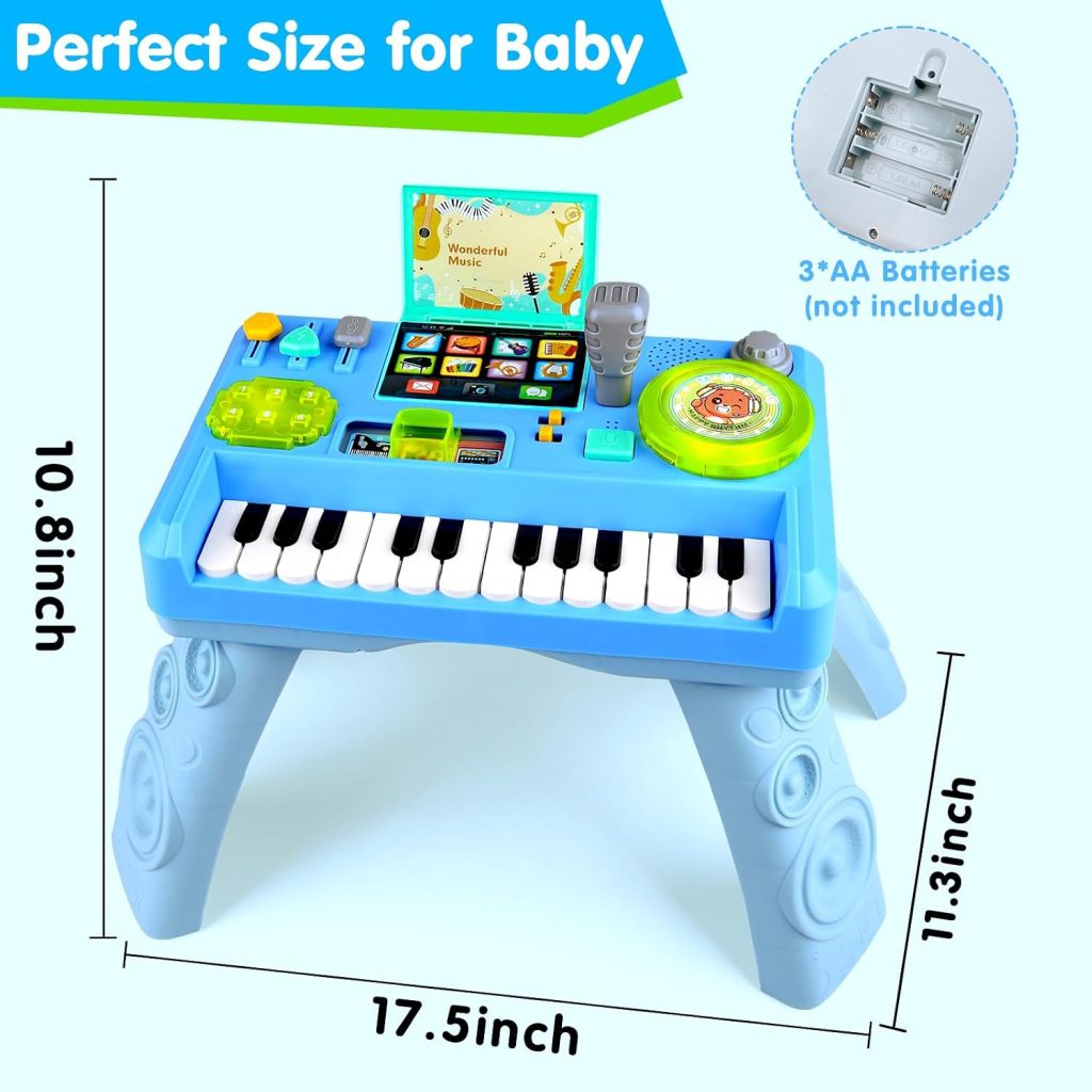 Baby DJ Table Musical Piano Toys for Toddlers with Music & Light