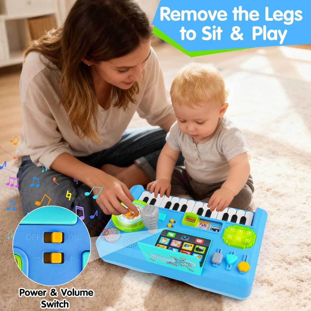 Baby DJ Table Musical Piano Toys for Toddlers with Music & Light