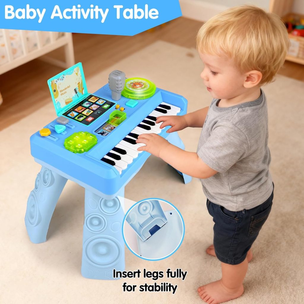 Baby DJ Table Musical Piano Toys for Toddlers with Music & Light