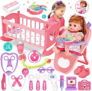 Baby Doll Toys Set, 24PCS Dolls Care Toy Playset for Girls 3-8 Pretend Play