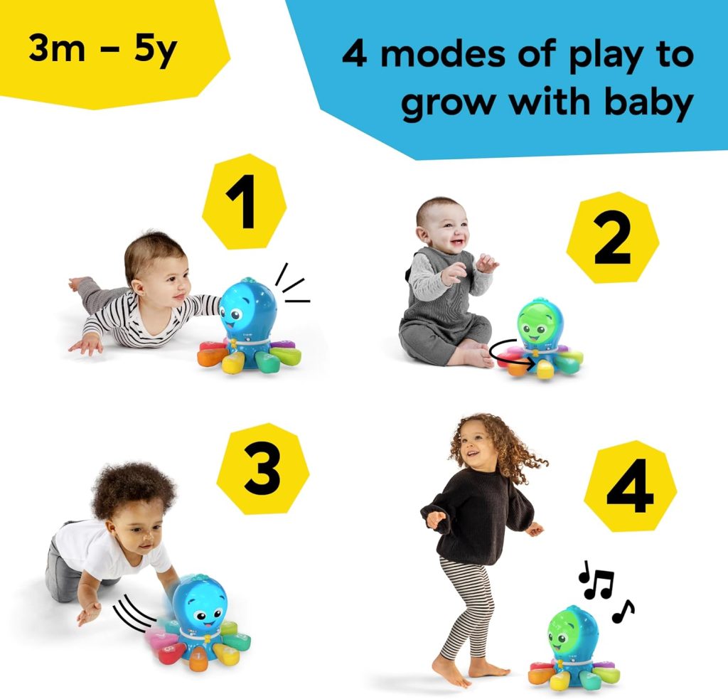 Baby Einstein Ocean Explorers Go Opus Go 4-in-1 Crawl & Chase Activity Learning Toy, Music and Lights, Ages 3 Months to 5 Years