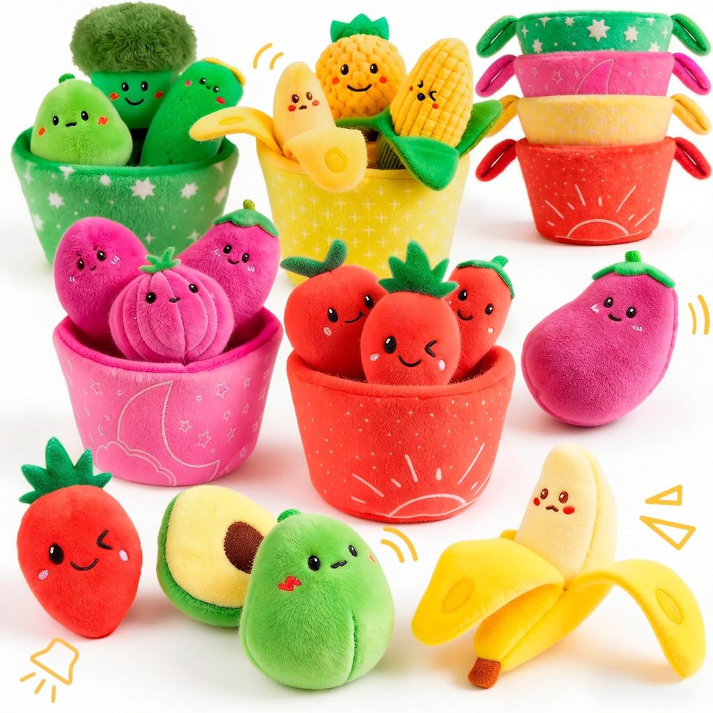 Baby Toys 6-12 Months,16PCS Montessori Plush Sensory Play Food Gift