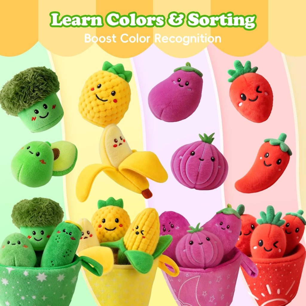 Baby Toys 6-12 Months,16PCS Montessori Plush Sensory Play Food Gift