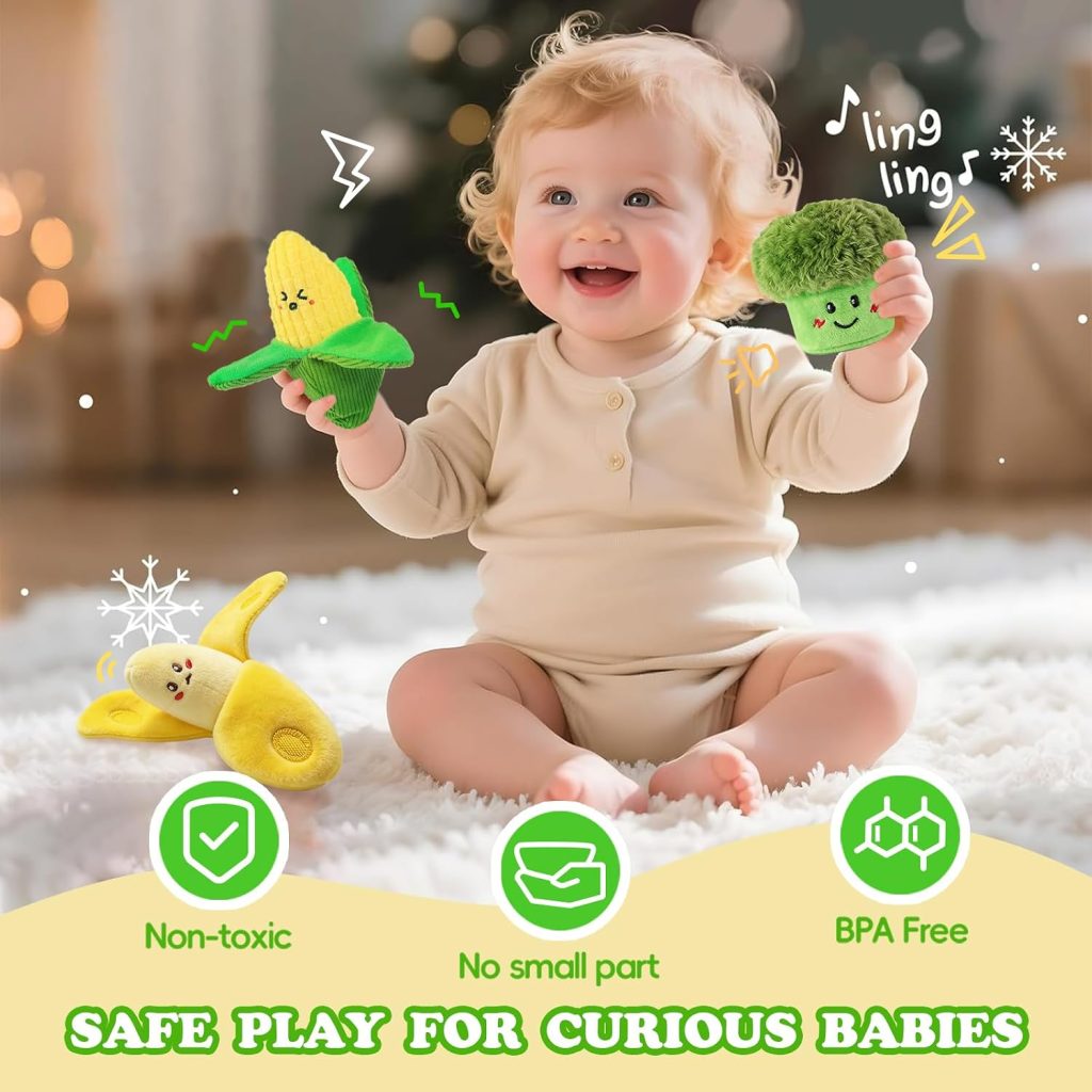 Baby Toys 6-12 Months,16PCS Montessori Plush Sensory Play Food Gift