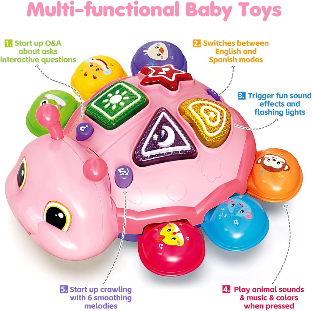 Baby Toys for 12 Months, Musical Crawling Infant Toys with Lights Sounds