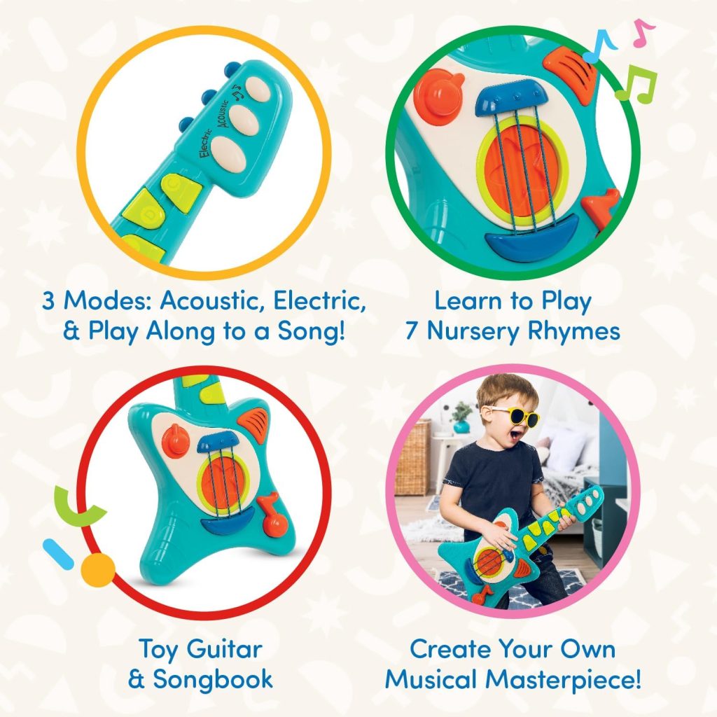 Battat Lil’ Rockers with Songbook, 3 Modes, Musical Guitar Toy, 2+ Years