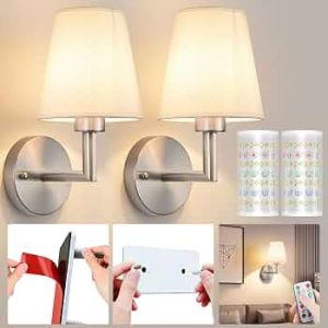 Battery Operated Wall Sconce, Peel and Stick Sconces Set of 2