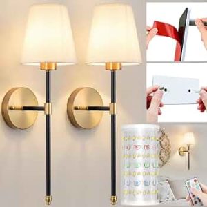 Battery Operated Wall Sconce, Peel and Stick Sconces Set of 2