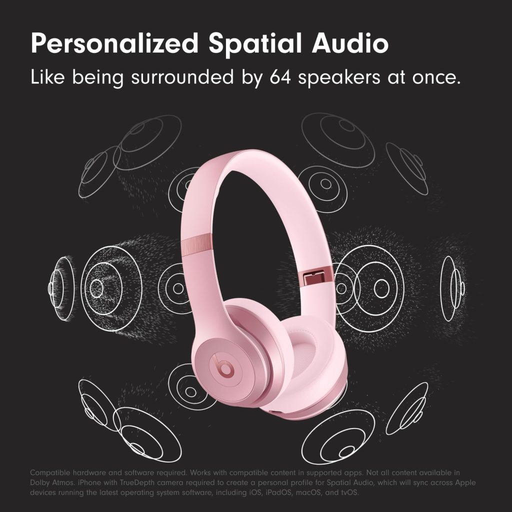 Beats Solo 4 – Wireless On-Ear Bluetooth Headphones, Up to 50-Hour Battery Life, Ultra-Lightweight Comfort, Powerful and Balanced Sound, Apple & Android Compatible – Amazon Exclusive Metallic Pink
