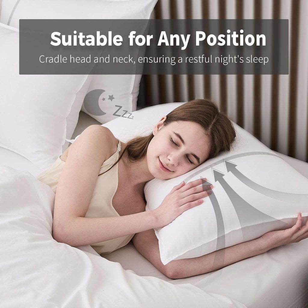 Bed Pillows Standard Size Set of 2, Medium Firm Hotel Pillows for Sleeping, Cooling Pillows for Side & Back Sleepers, Down Alternative Filling, 20 x 26 Inches