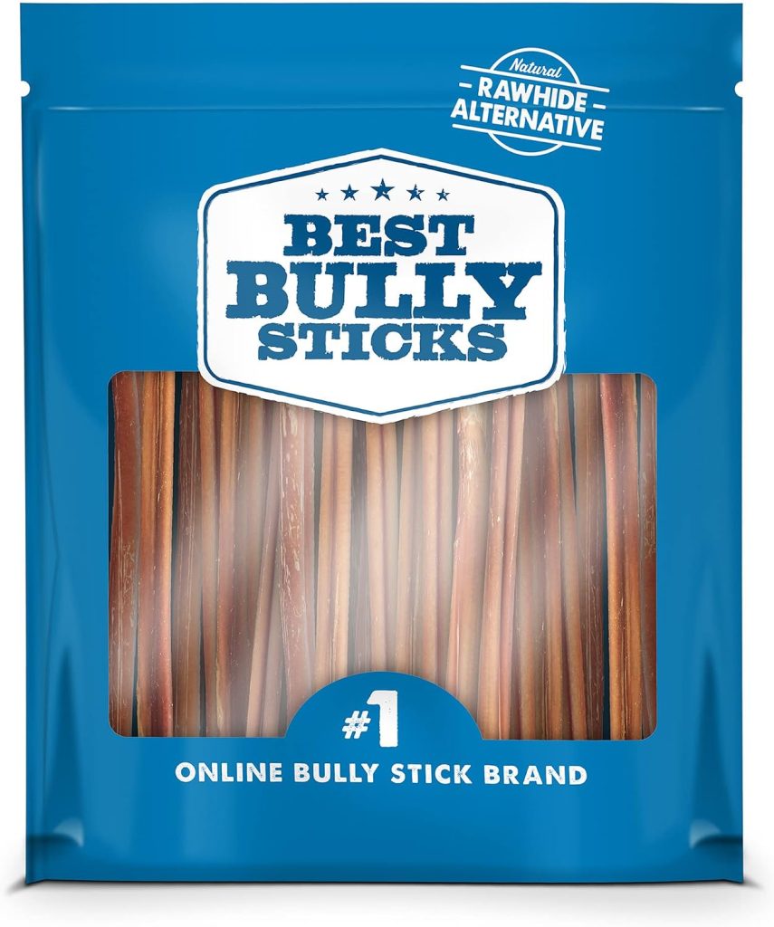 Best Bully Sticks 6 Inch Thin Bully Sticks – 24 Count (Pack of 1) – Natural, Easily Digestible, 100% Grass-Fed, Grain and Rawhide-Free Dog Treats