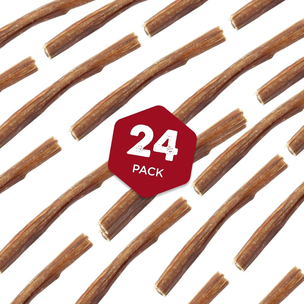 Best Bully Sticks 6 Inch Thin Bully Sticks – 24 Count (Pack of 1) – Natural, Easily Digestible, 100% Grass-Fed, Grain and Rawhide-Free Dog Treats
