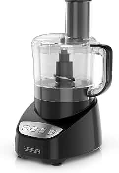 BLACK+DECKER 8-Cup Food Processor, Easy Assembly, Stainless Steel S-Blade, Shred, Slice, Chop, Puree, 450W Motor