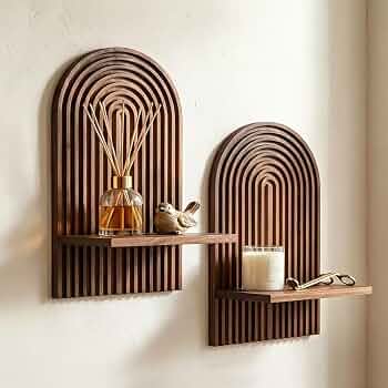 Boho Wall Shelf Set of 2, Floating Shelves for Boho Wall Decor