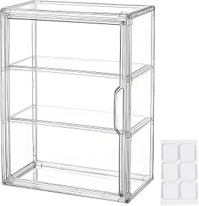 BOHOIDEE 3 Tiers Clear Display Case for Figures, Acrylic Storage Organizers
