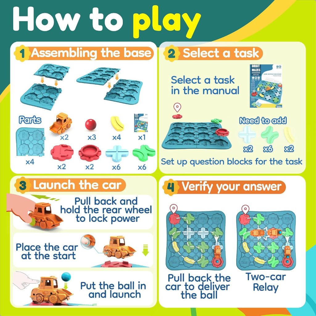 Bonitoto STEM Board Game Logical Road Builder Maze Toy for Kids Ages 3-8