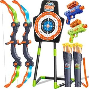 Bow and Arrow Toys for Kids, 2 Pack LED Light Up Archery Set Outdoor Indoor