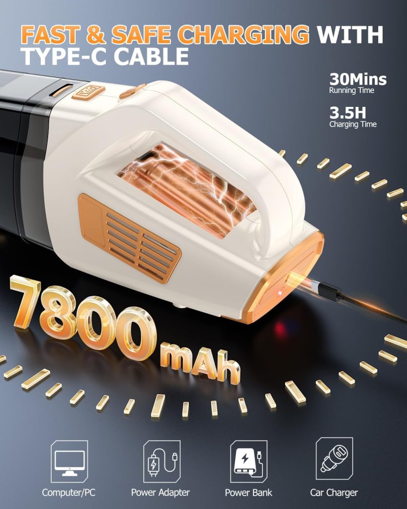 BQYPOWER 16000PA Handheld Vacuum Cleaner Cordless Rechargeable for Car Home