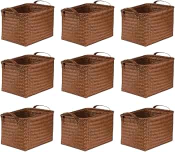 BROWNLILY Handwoven Wicker Storage Baskets, Pack of 9, Brown