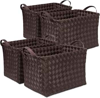 BROWNLILY Handwoven Wicker Storage Baskets, Pack of 4, Espresso color