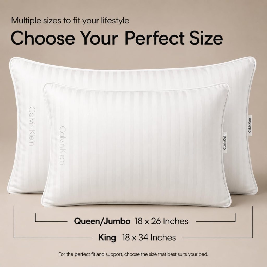 Calvin Klein Hotel Collection Bed Pillows King Size Set of 2, Medium Firm