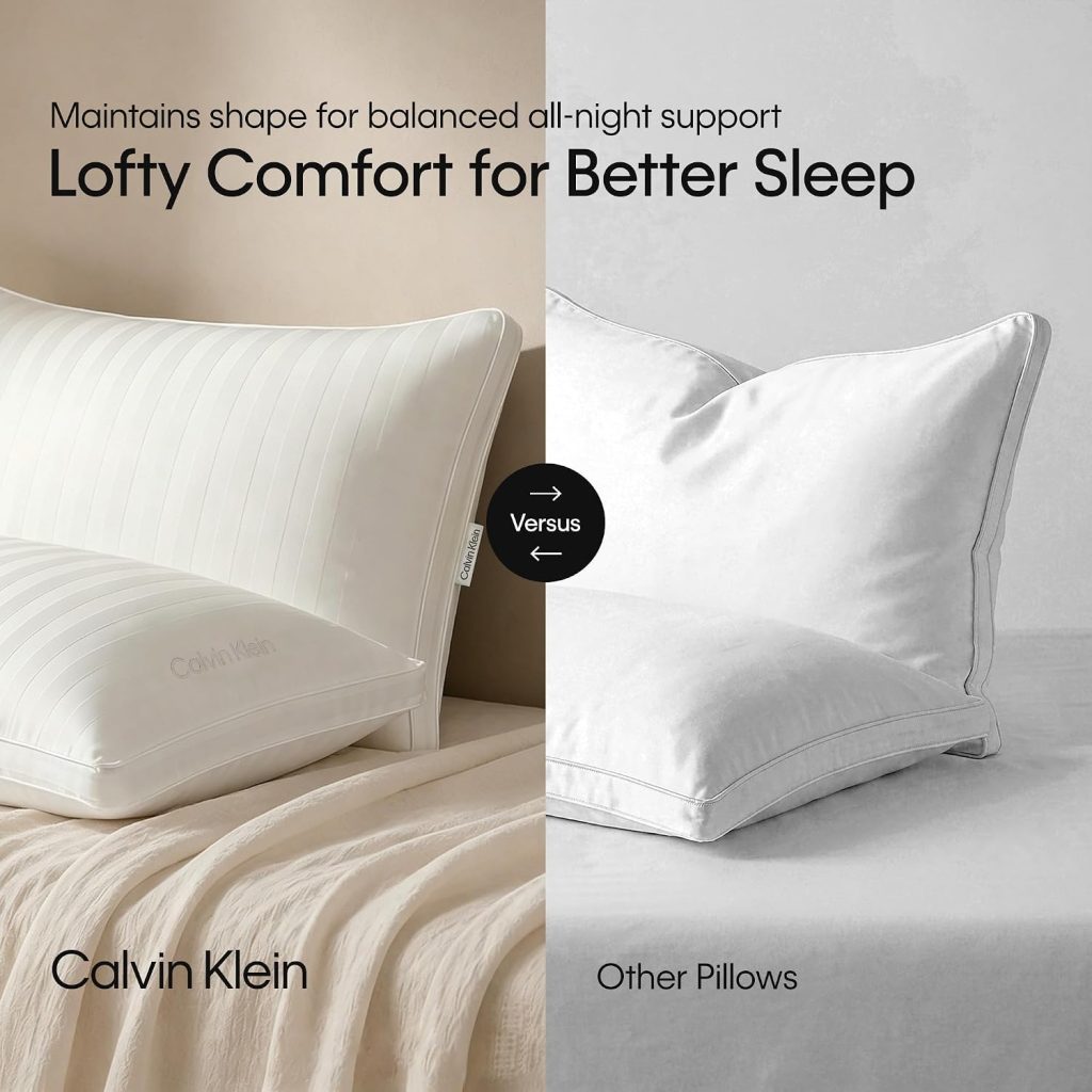 Calvin Klein Hotel Collection Bed Pillows King Size Set of 2, Medium Firm