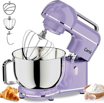 Camic 7.45 QT Tilt-Head Stand Mixer, Electric Mixer for Baking (Light-Purple)