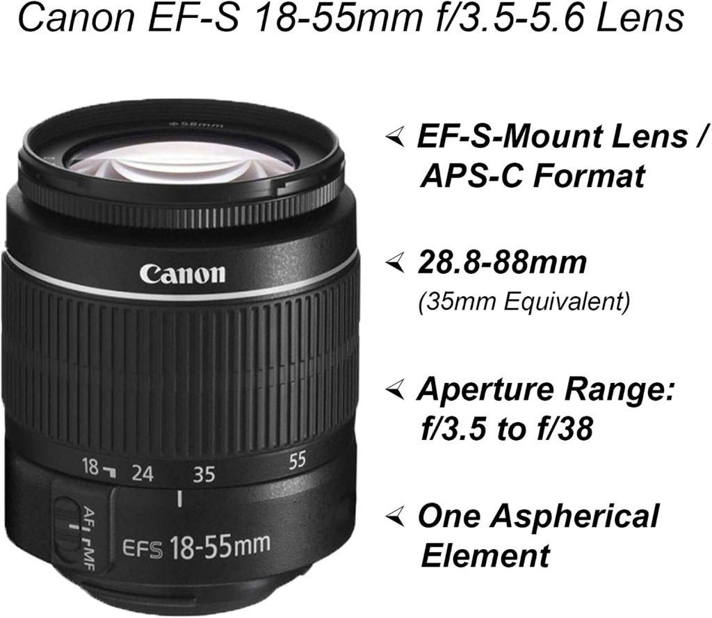 Canon EOS 2000D / Rebel T7 DSLR Camera with EF-S 18-55mm + EF 75-300mm Daul Lens + SanDisk 64GB Memory Card + Tripod + Case + Wideangle Lenses + ZeeTech Accessory Bundle (21pc Bundle) (Renewed)