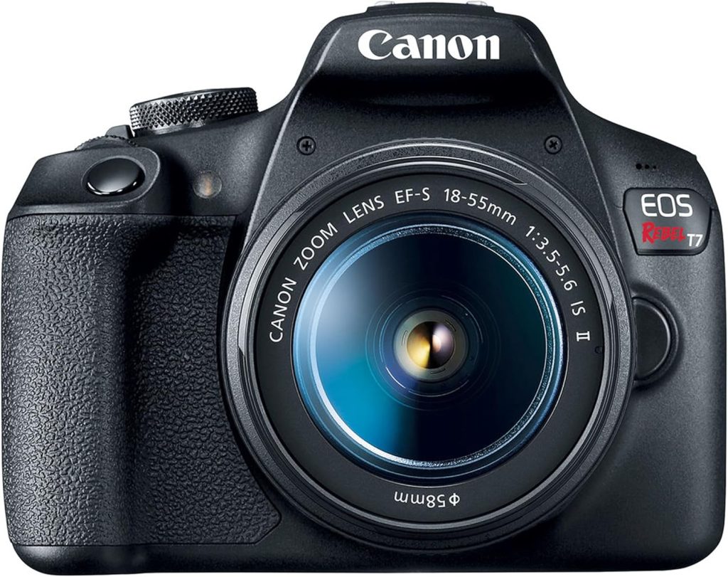 Canon EOS Rebel T7 DSLR Camera Bundle – EF-S 18-55mm Lens, 64GB Memory Card, LED Video Light, Tripod, Camera Case & Accessories Kit (Renewed)