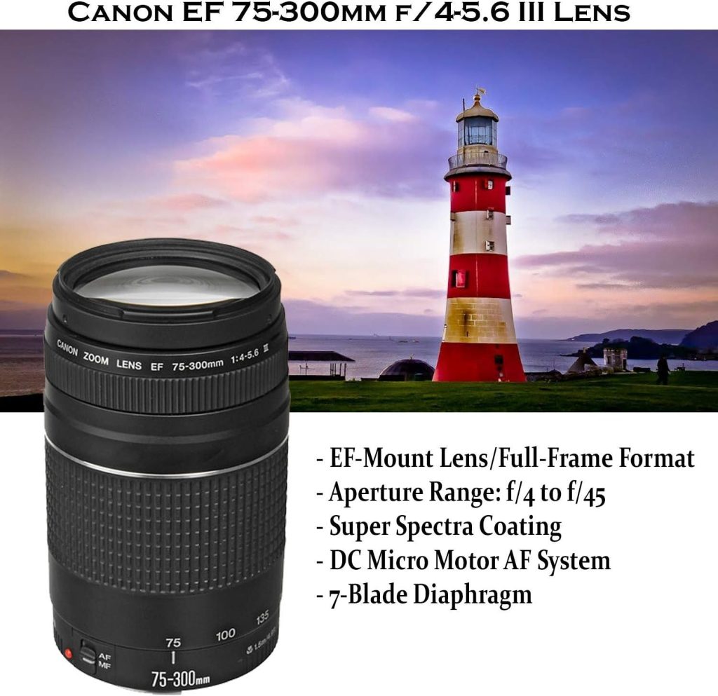 Canon EOS Rebel T7 DSLR Camera Bundle with 18-55mm IS II, EF 75-300mm III, and 500mm Preset Lens, 32GB Memory and Accessories (Renewed)