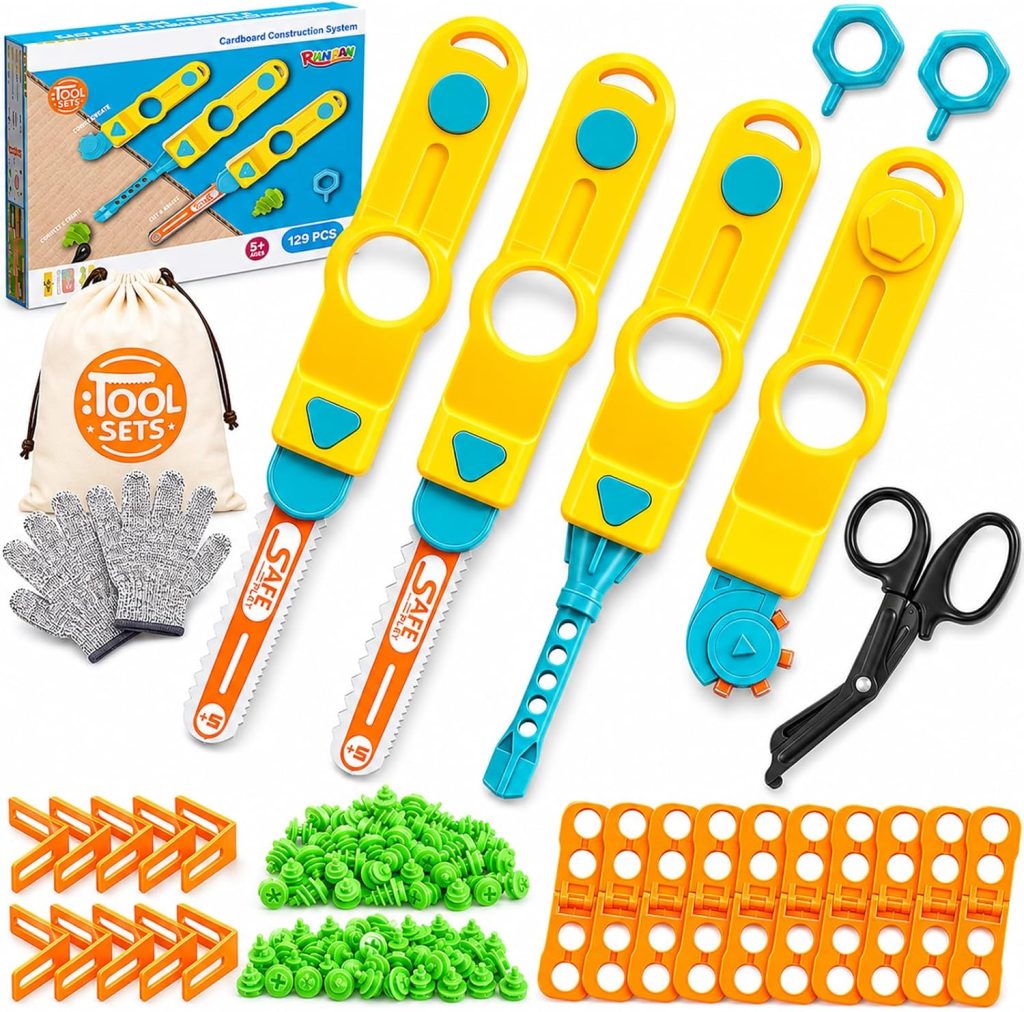 Cardboard Tools for Kids, Safe Cutter STEM Construction Kit for Ages 5 6 7